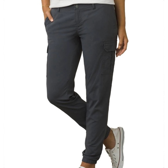 Prana women’s 8 Sage jogger cargo travel ankle gray pants REI camping hiking EUC - Picture 13 of 14